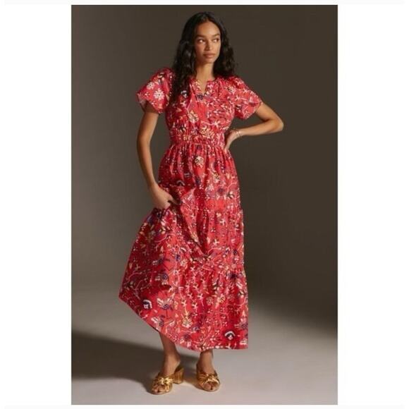 Anthropologie The Somerset Floral Geo Print Maxi Dress - Picture 2 of 8